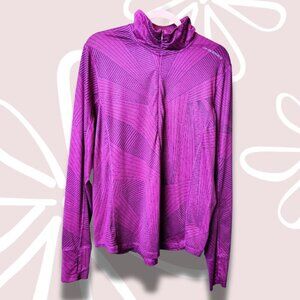 36.$5-1X/2X-BROOKS Athleisure/Running Top Fuschia/Black Half Zip w/Thumb Holes